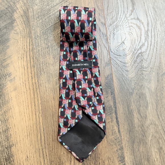 Elizabeth Nell Vintage Italian 100% silk men’s neck tie 80s retro vintage ties - Picture 5 of 9